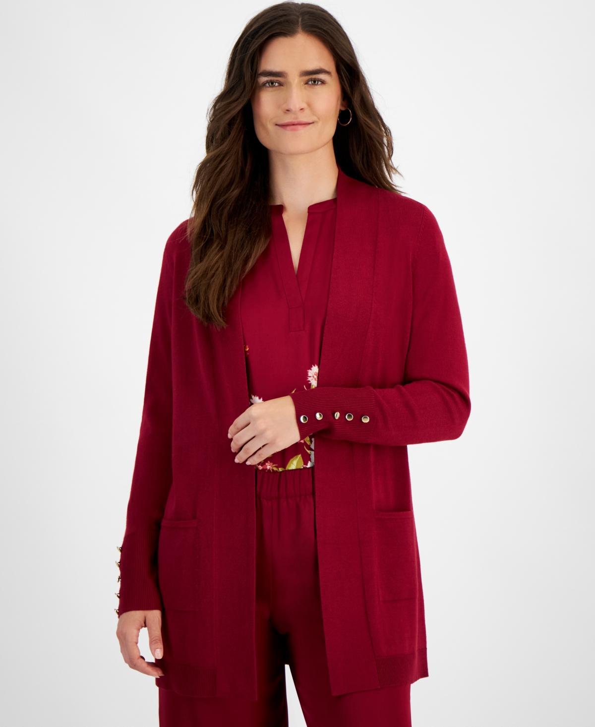 Jm Collection Womens Button-Sleeve Flyaway Cardigan, Xs-4X, Created for Macys Product Image