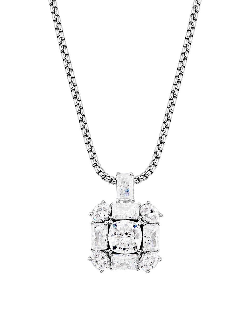 Womens Naomi Rhodium-Plated & Cubic Zirconia Pendant Necklace Product Image