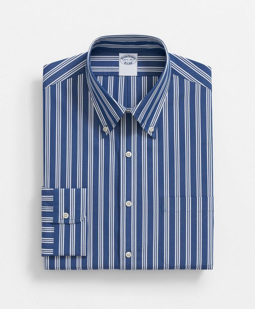 Supima® Cotton Poplin Polo Button-Down Collar, Striped Dress Shirt Product Image