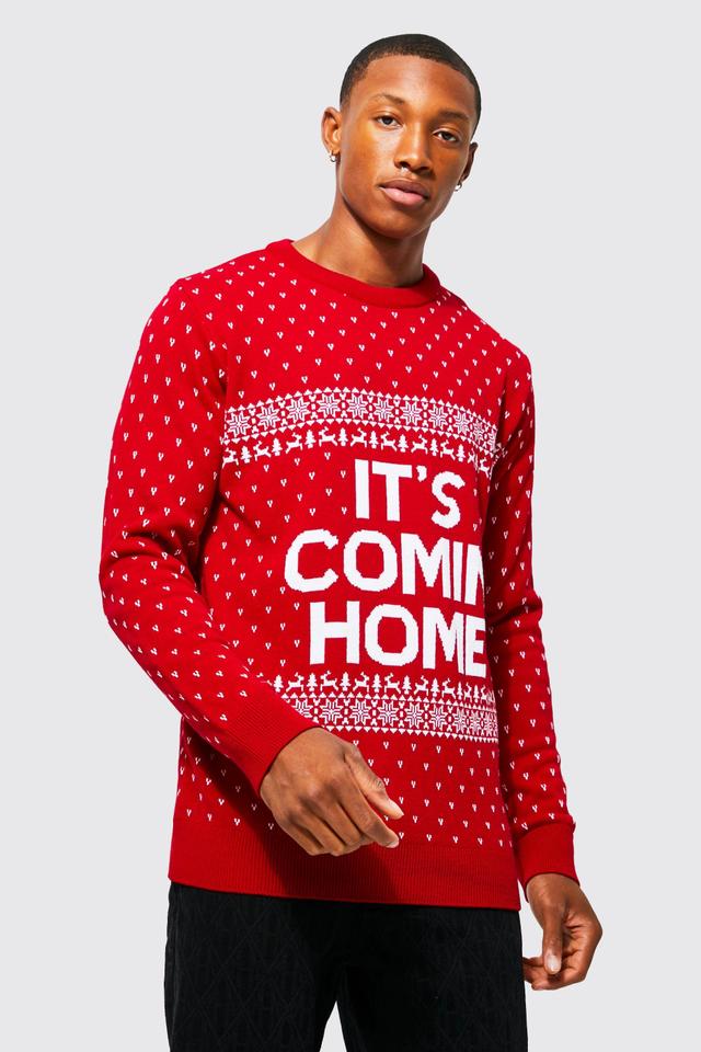 Mens Red Its Comin Home Christmas Jumper, Red Product Image