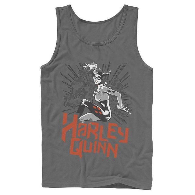 Mens DC Comics Harley Quinn Action Pose Tank Top Grey Product Image