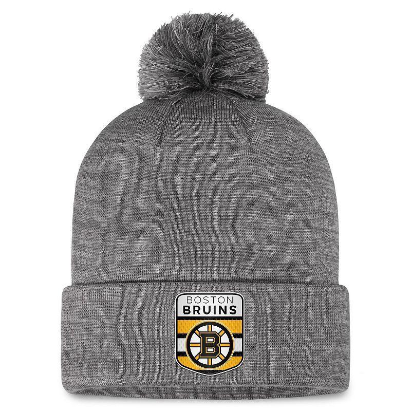 Mens Fanatics Gray Boston Bruins Authentic Pro Home Ice Cuffed Knit Hat with Pom Product Image