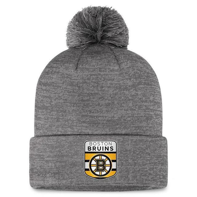 Mens Fanatics Branded Gray Boston Bruins Authentic Pro Home Ice Cuffed Knit Hat with Pom Product Image