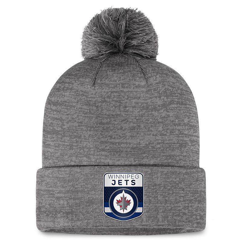 Mens Fanatics Branded Gray Seattle Kraken Authentic Pro Home Ice Cuffed Knit Hat with Pom, Grey Product Image