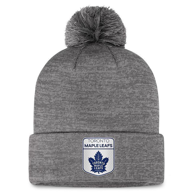 Mens Fanatics Gray Toronto Maple Leafs Authentic Pro Home Ice Cuffed Knit Hat with Pom Product Image