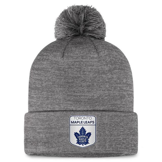 Mens Fanatics Branded Gray Toronto Maple Leafs Authentic Pro Home Ice Cuffed Knit Hat with Pom Product Image