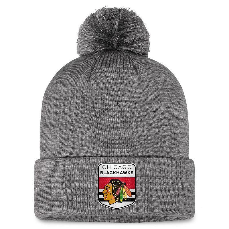 Mens Fanatics Branded  Gray Columbus Blue Jackets Authentic Pro Home Ice Cuffed Knit Hat with Pom Product Image