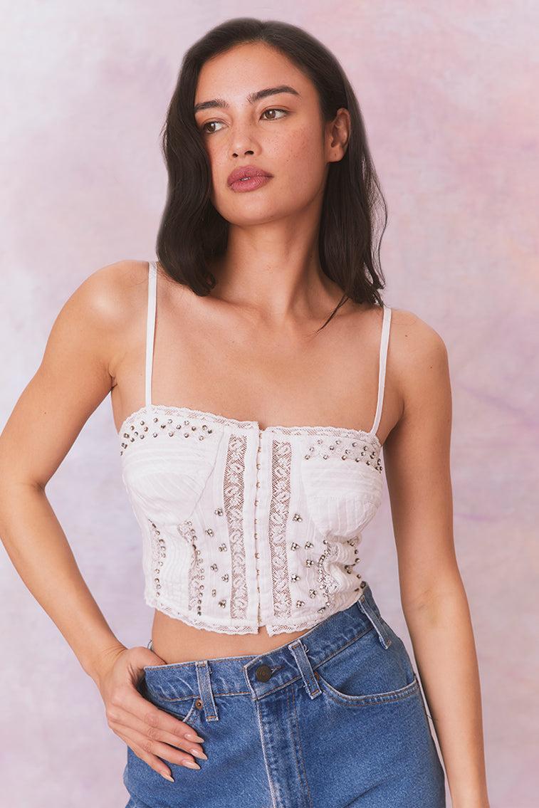 Embellished Rosabella Cotton Cami Top Product Image