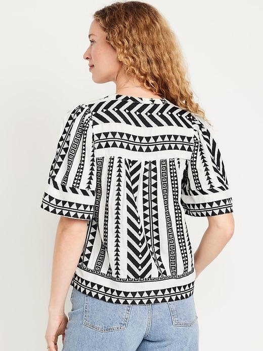 Split-Neck Textured Top Product Image