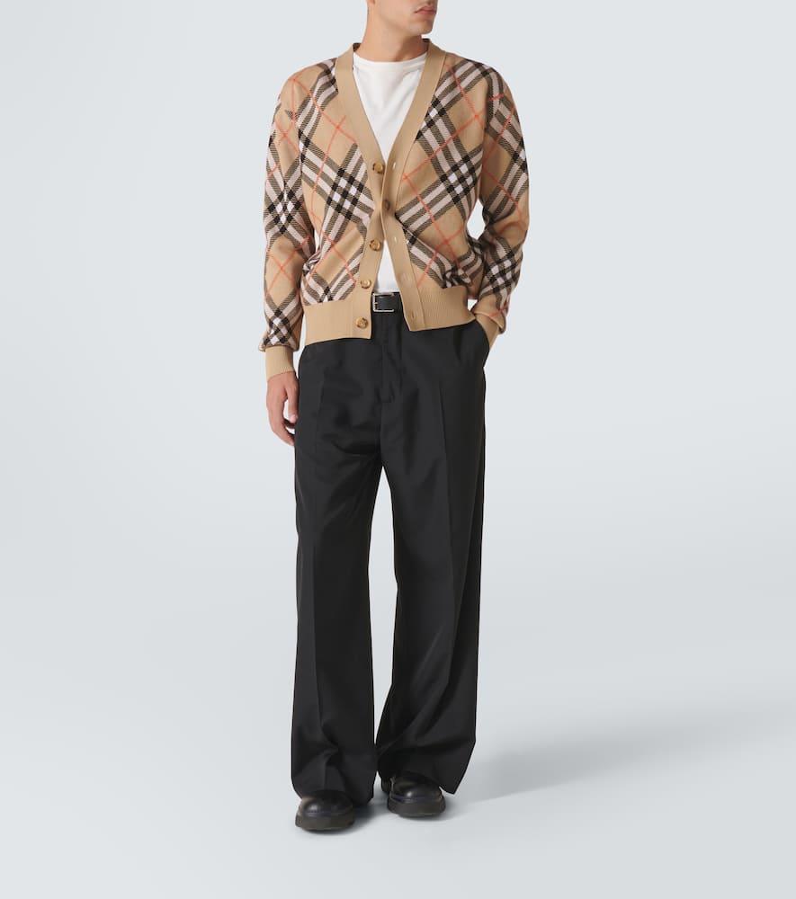 BURBERRY Check Wool-blend Cardigan In Brown Product Image