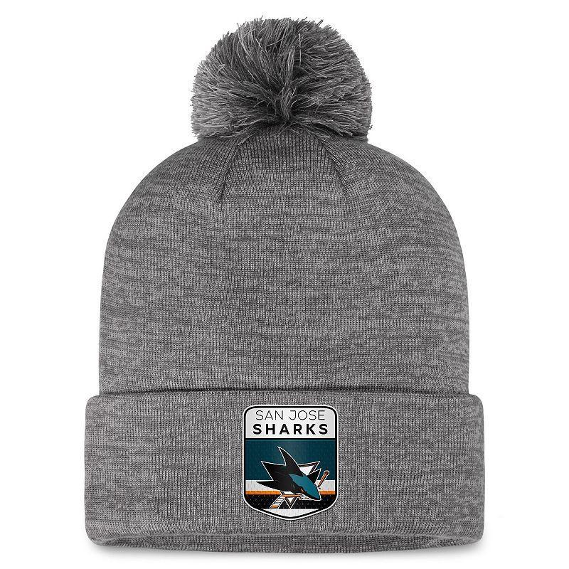 Mens Fanatics Branded Gray San Jose Sharks Authentic Pro Home Ice Cuffed Knit Hat with Pom Product Image