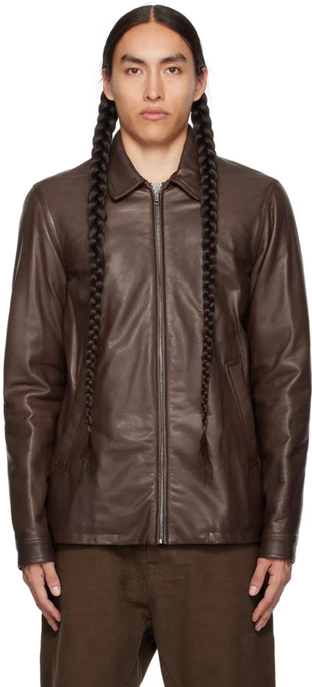 Brown Brad Leather Jacket In 04 Brown Product Image