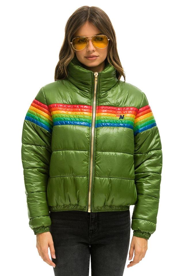 6 STRIPE LUXE APRES PUFFER JACKET - GLOSSY GARDEN GREEN Female Product Image