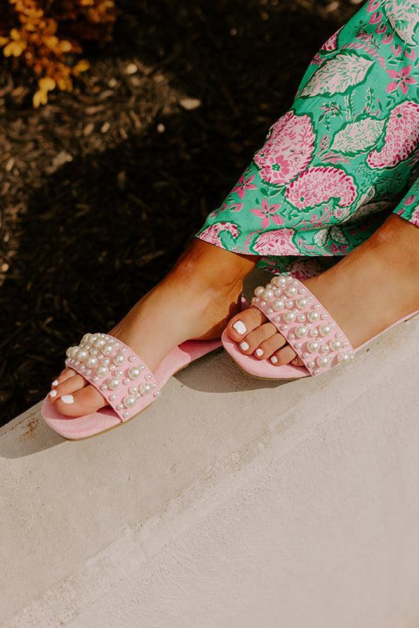 The Kelly Faux Suede Embellished Sandal In Pink Product Image