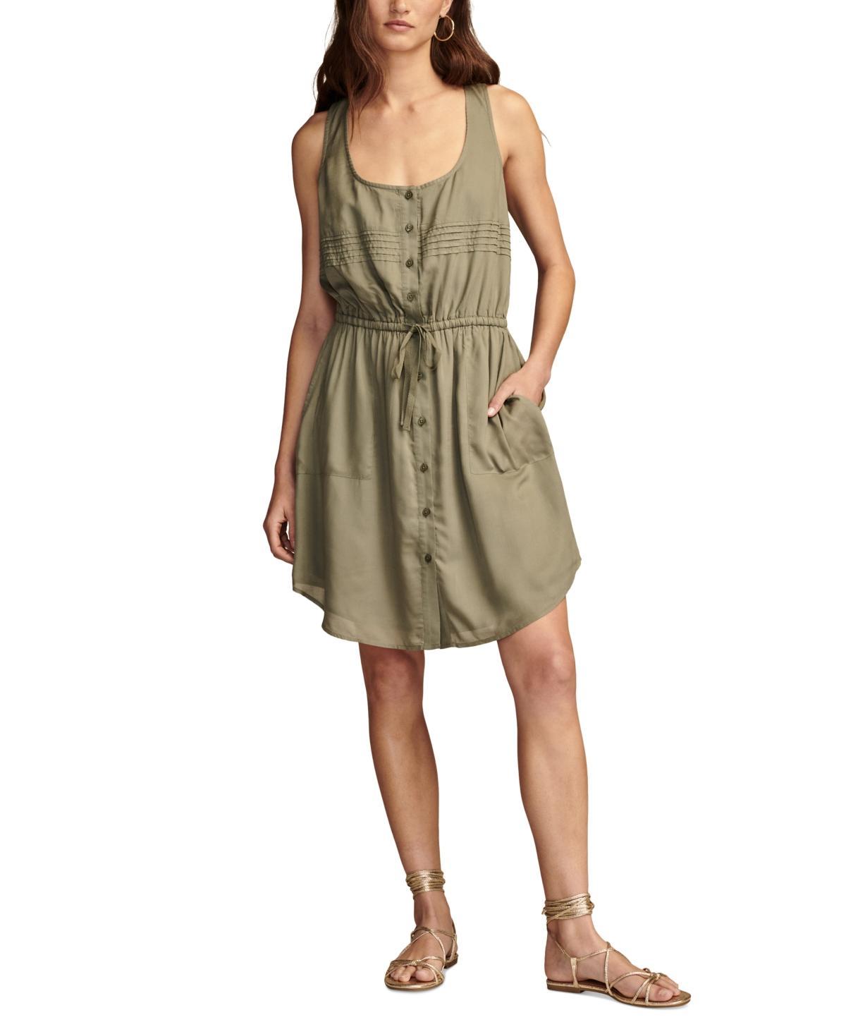 Lucky Brand Womens Pleated Drawstring-Waist Dress Product Image