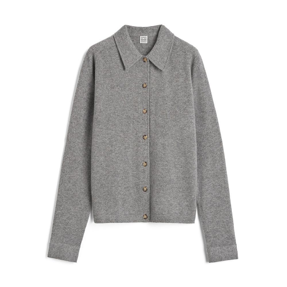 TOTÊME Raglan-sleeve Cashmere Shirt Grey In Grey Melange Product Image