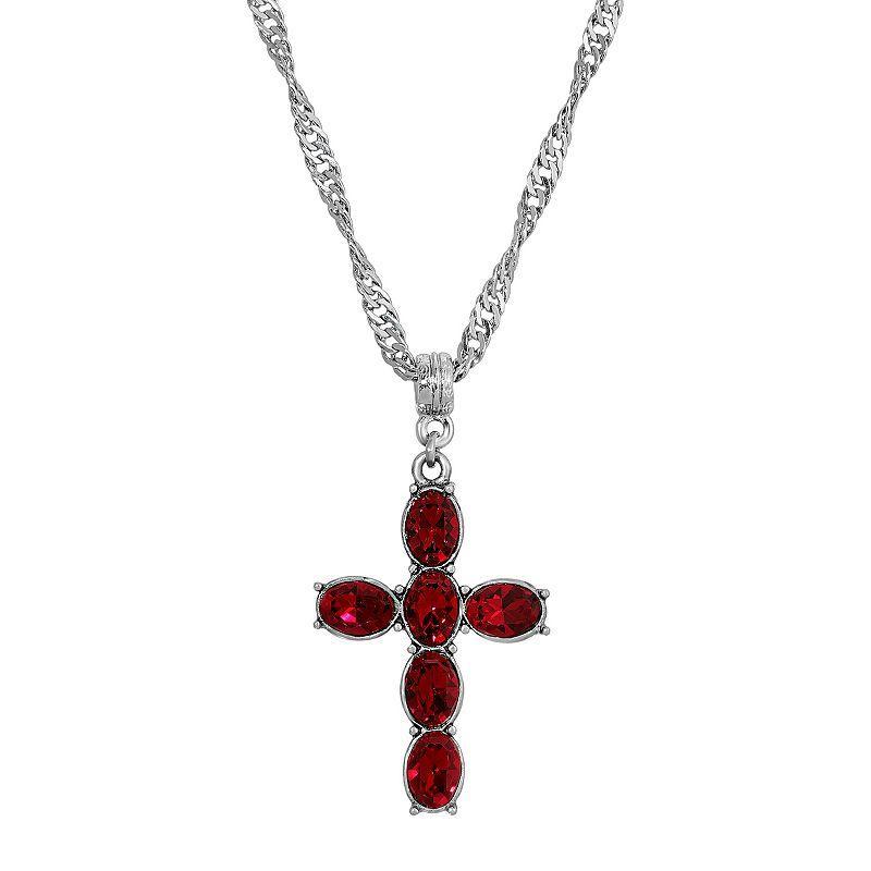 Symbols of Faith Crystal Cross Twisted Necklace, Womens, Red Product Image