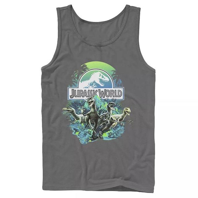 Mens Jurassic World Velociraptor Collage Logo Tank Top Blue Product Image