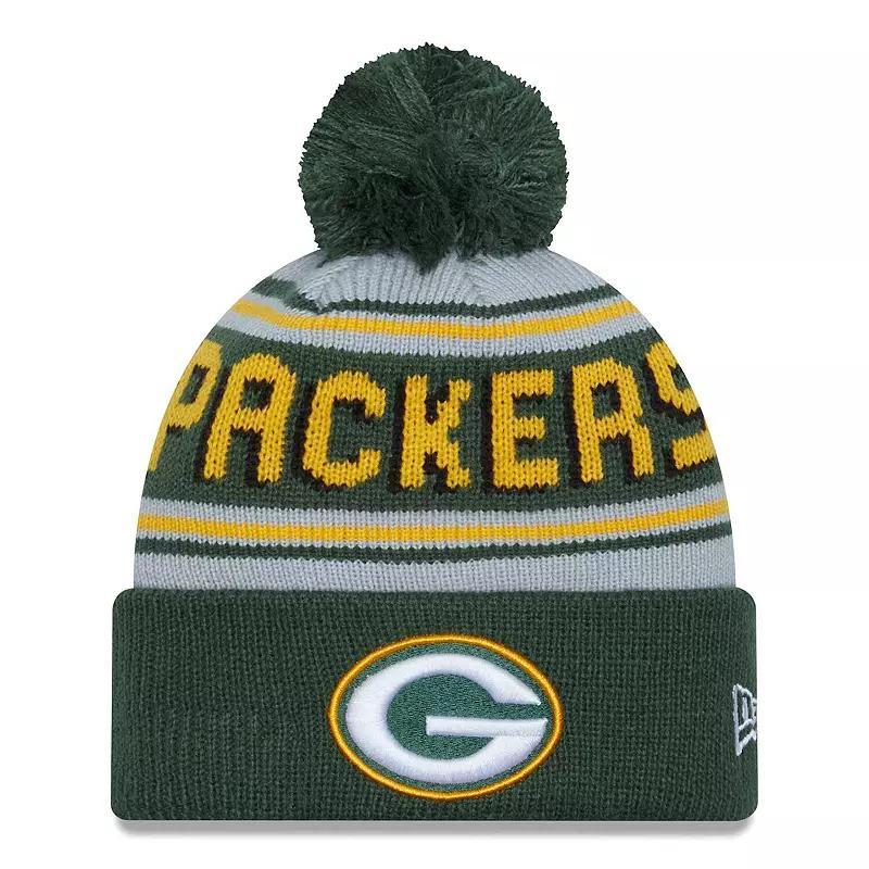 Mens New Era Bay Packers Main Cuffed Knit Hat with Pom Product Image