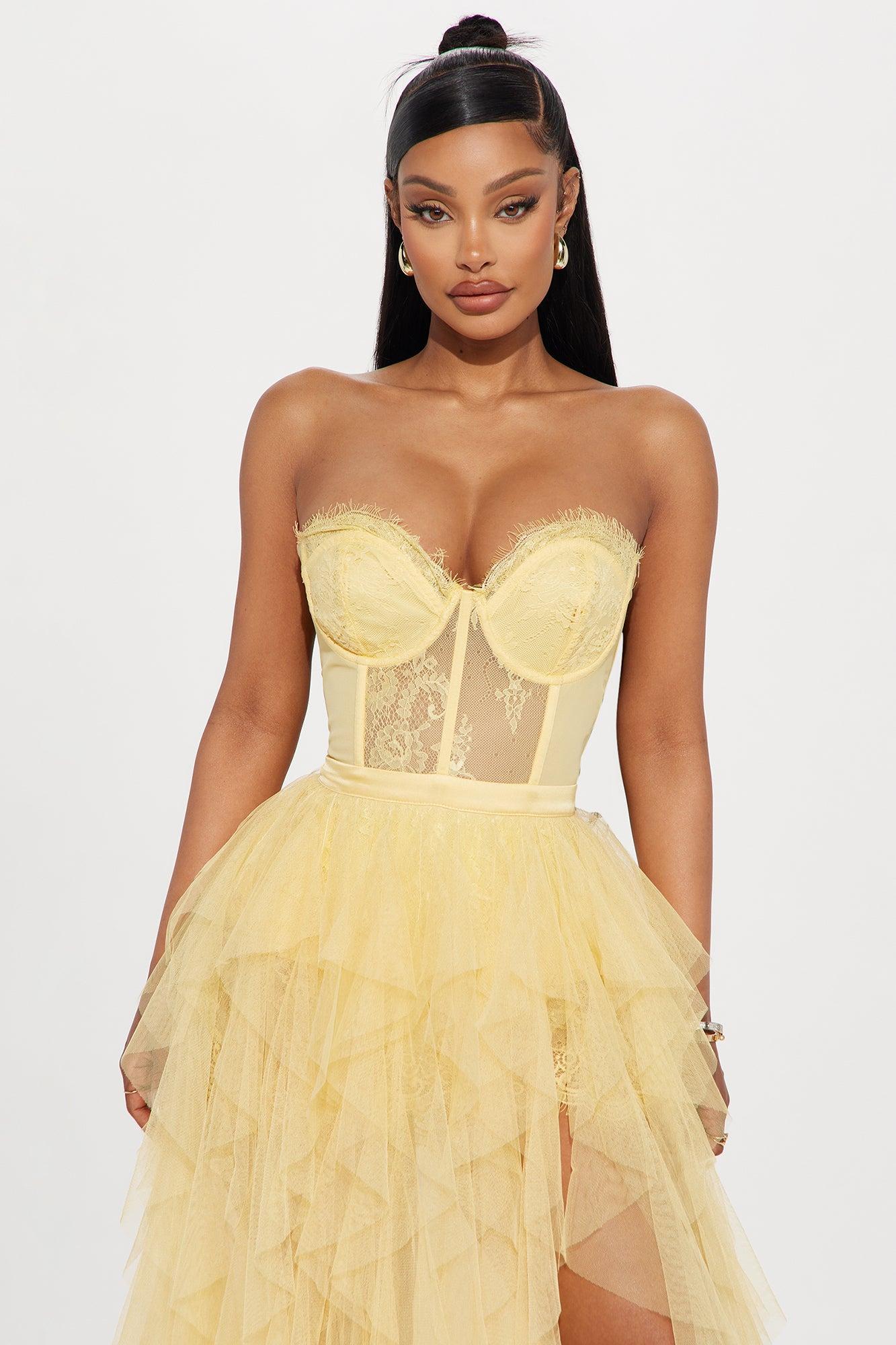 Anastasia Tulle Maxi Dress - Yellow Product Image