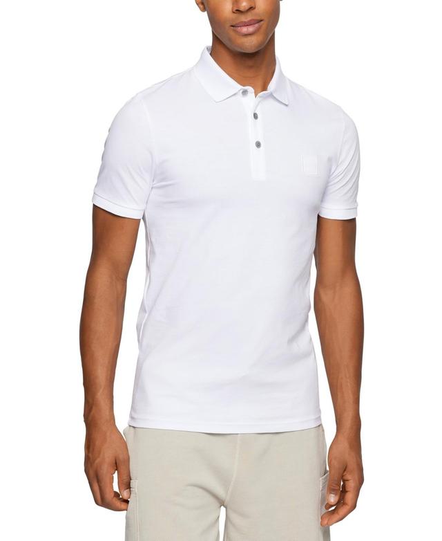 Mens Stretch-Cotton Slim-Fit Polo Shirt With Logo Patch Product Image