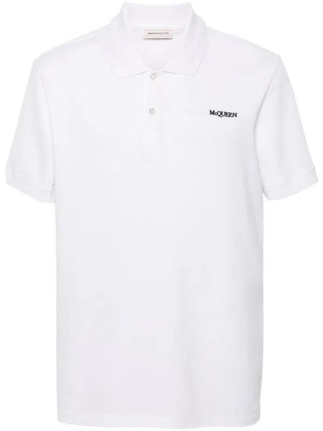 Embroidery Cotton Polo Shirt In White Product Image