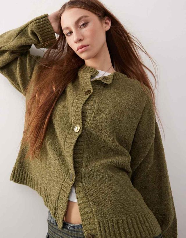 Reclaimed Vintage boxy cardigan in forest green Product Image