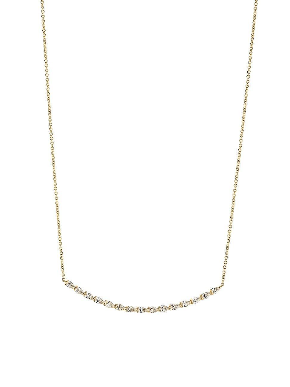 Womens Stilla 18K Yellow Gold & 0.88 TCW Diamond Curved Bar Pendant Necklace Product Image