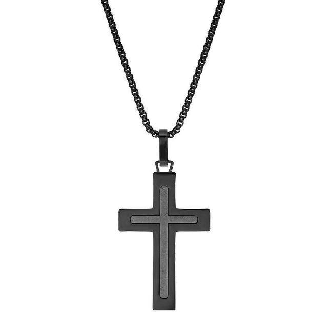 LYNX Stainless Steel Cross Mens Pendant Black Product Image