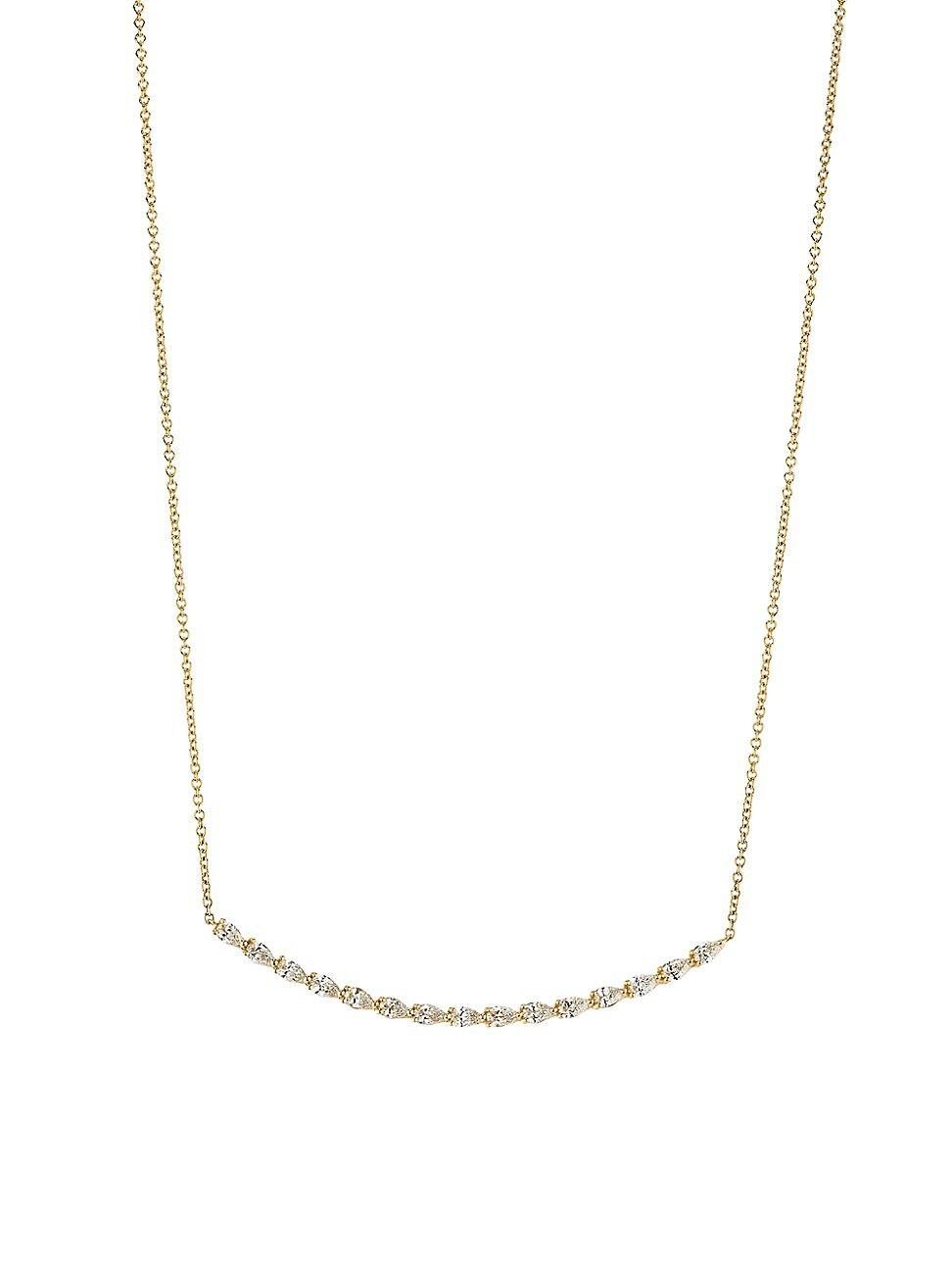 Womens Stilla 18K Yellow Gold & 0.88 TCW Diamond Curved Bar Pendant Necklace Product Image