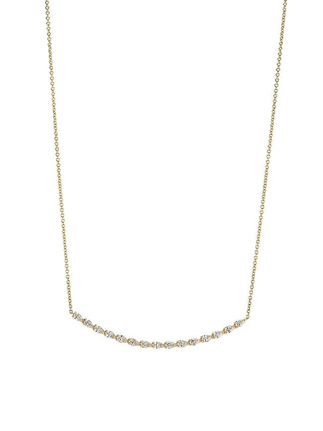 Womens Stilla 18K Yellow Gold & 0.88 TCW Diamond Curved Bar Pendant Necklace Product Image