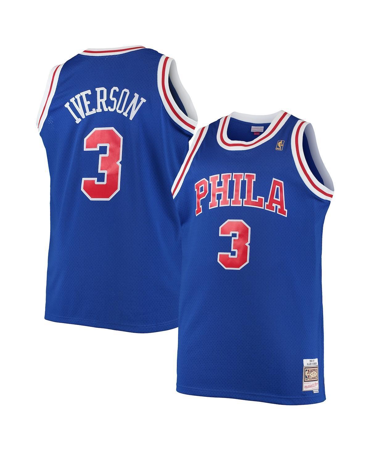 Mens Mitchell & Ness Allen Iverson Royal Philadelphia 76ers Big & Tall Hardwood Classics Swingman Jersey Product Image