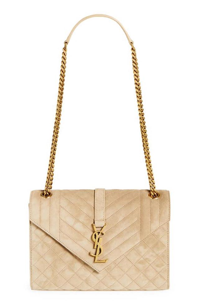 SAINT LAURENT Medium Envelope Chain Shoulder Bag In Dark Beige Product Image