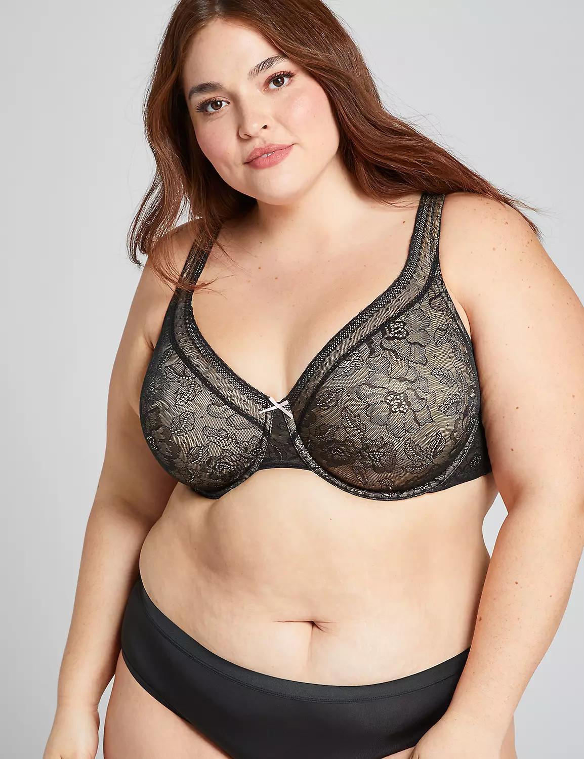 Unlined Full Coverage Bra with Lace Product Image