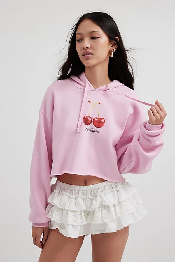 Project Social T Cherries Graphic Cropped Hoodie Sweatshirt Womens at Urban Outfitters Product Image