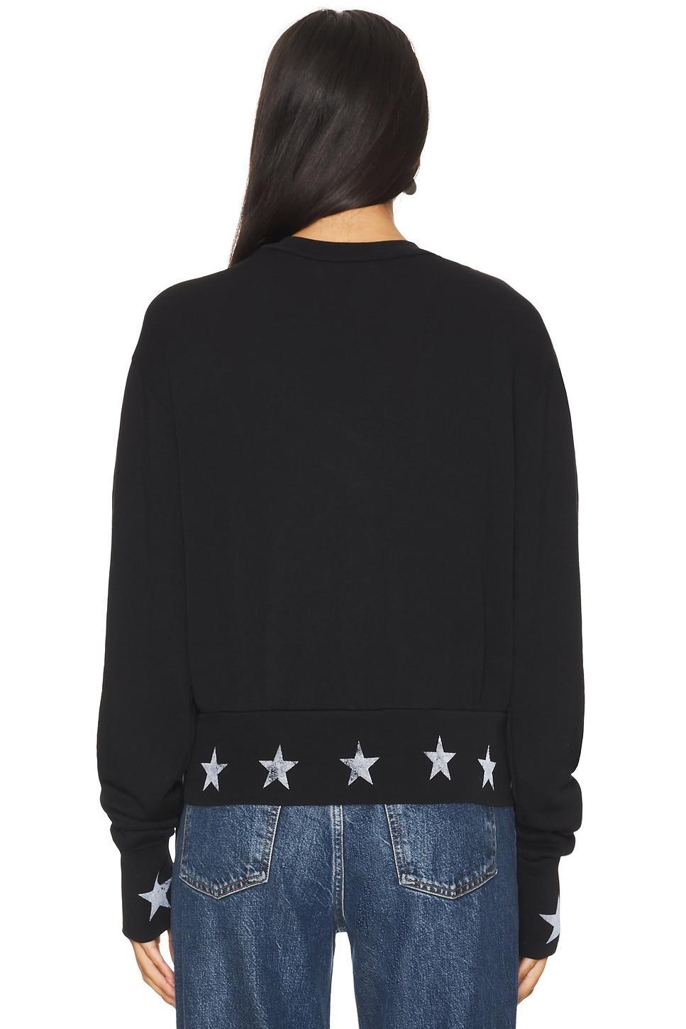 Kamon Crew Neck Pullover W/ Metallic Silver Star Print Top Michael Lauren Product Image