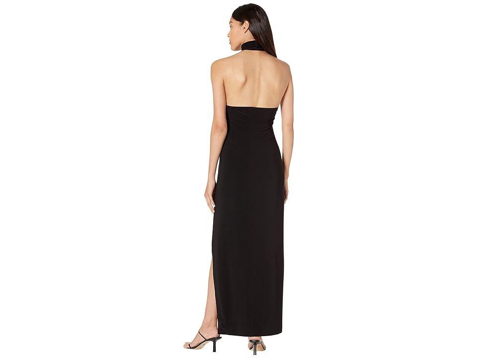 Norma Kamali Halter Turtleneck Side Slit Gown Product Image