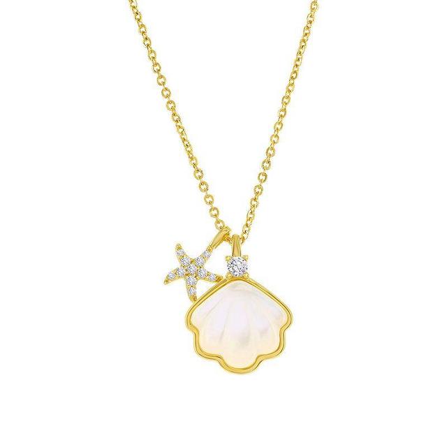 Argento Bella Mother-of-Pearl Seashell & Cubic Zirconia Starfish Necklace, Womens Gold Tone Product Image