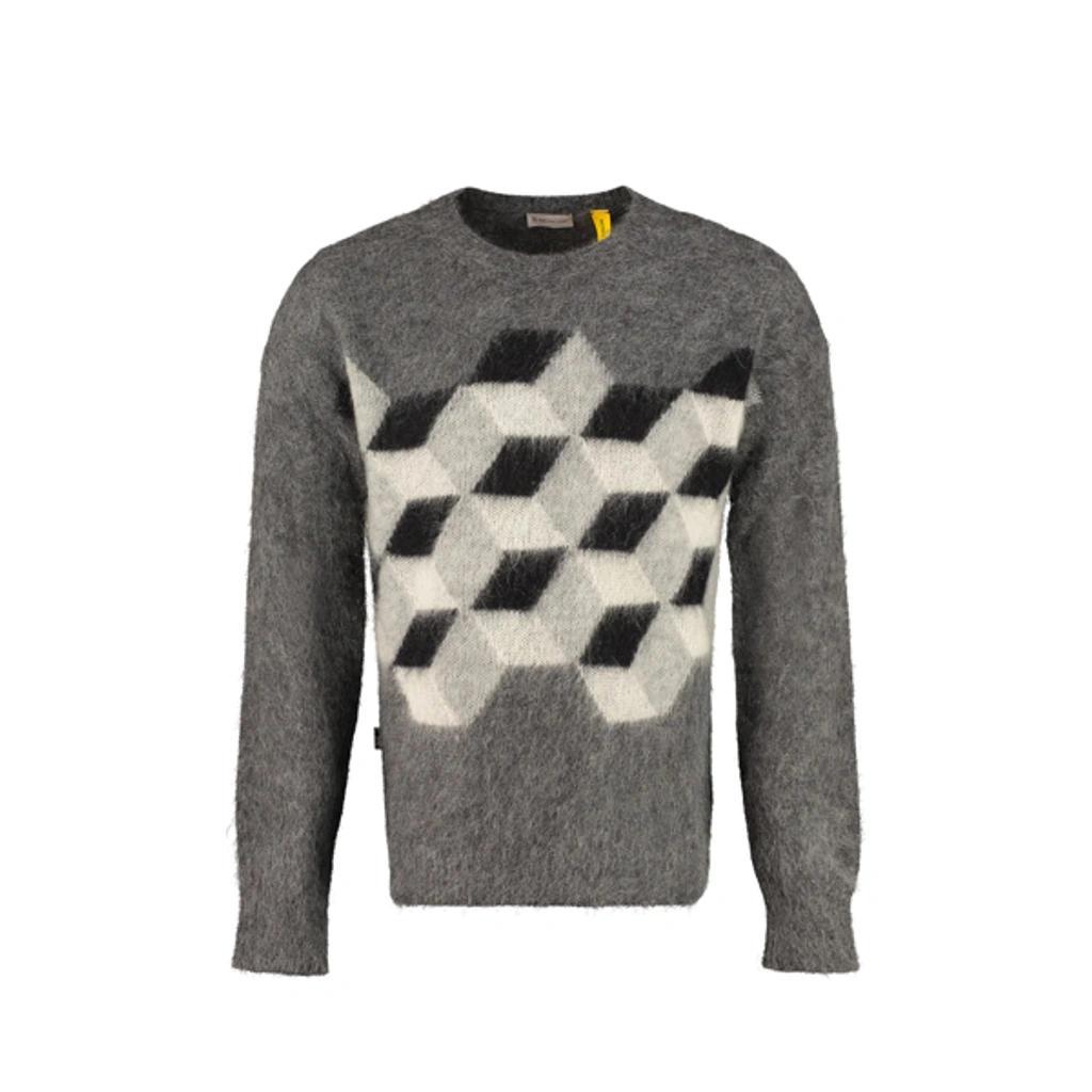 MONCLER Printed Sweater In Gray Product Image