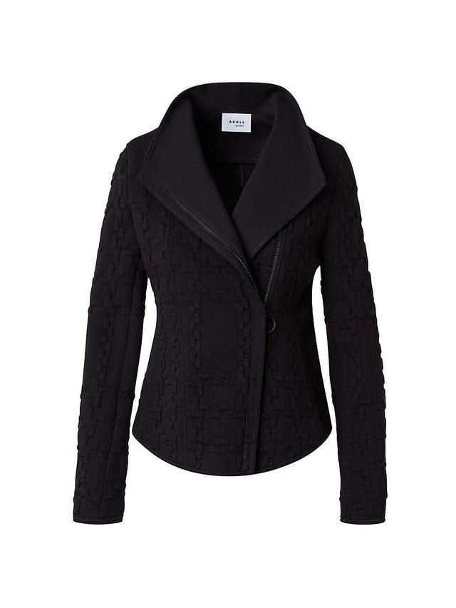 Womens Cotton-Blend Glen Check Biker Jacket Product Image