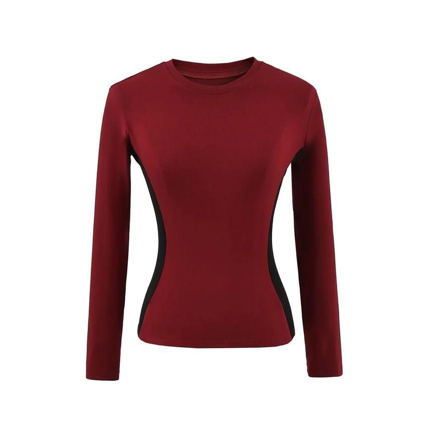 Long-Sleeve Crewneck Plain T-Shirt Product Image