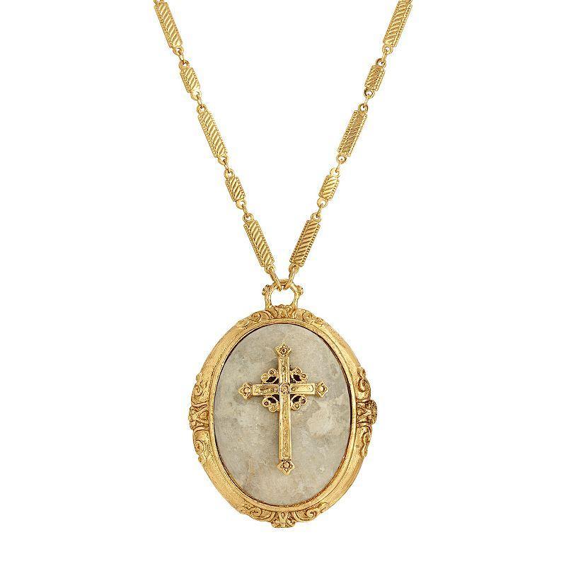 Symbols of Faith Riverstone Cross Pendant Necklace, Womens Product Image