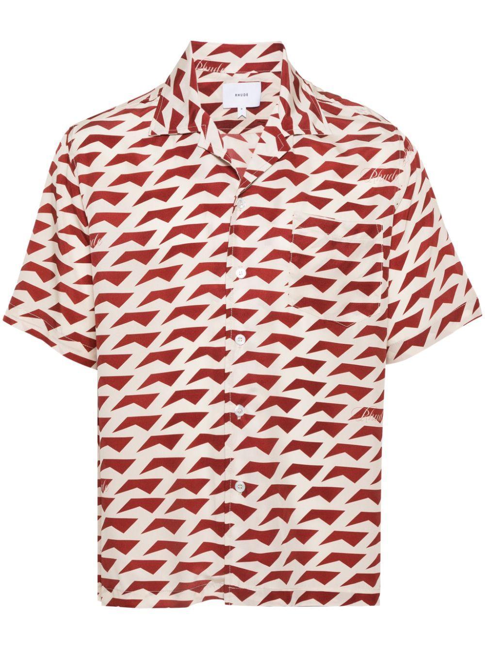 RHUDE Off-white & Burgundy Dolce Vita Shirt Product Image