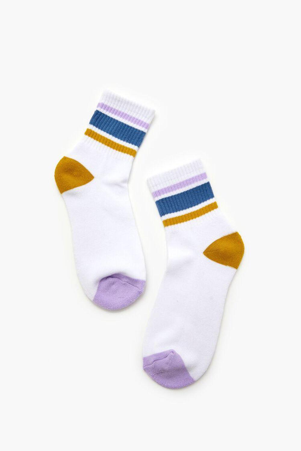 Varsity-Striped Crew Socks | Forever 21 Product Image