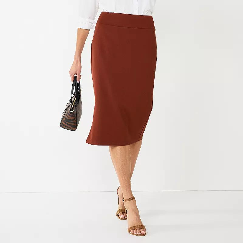 Womens Nine West Pull-On Ponte Pencil Skirt Red Merlot Product Image