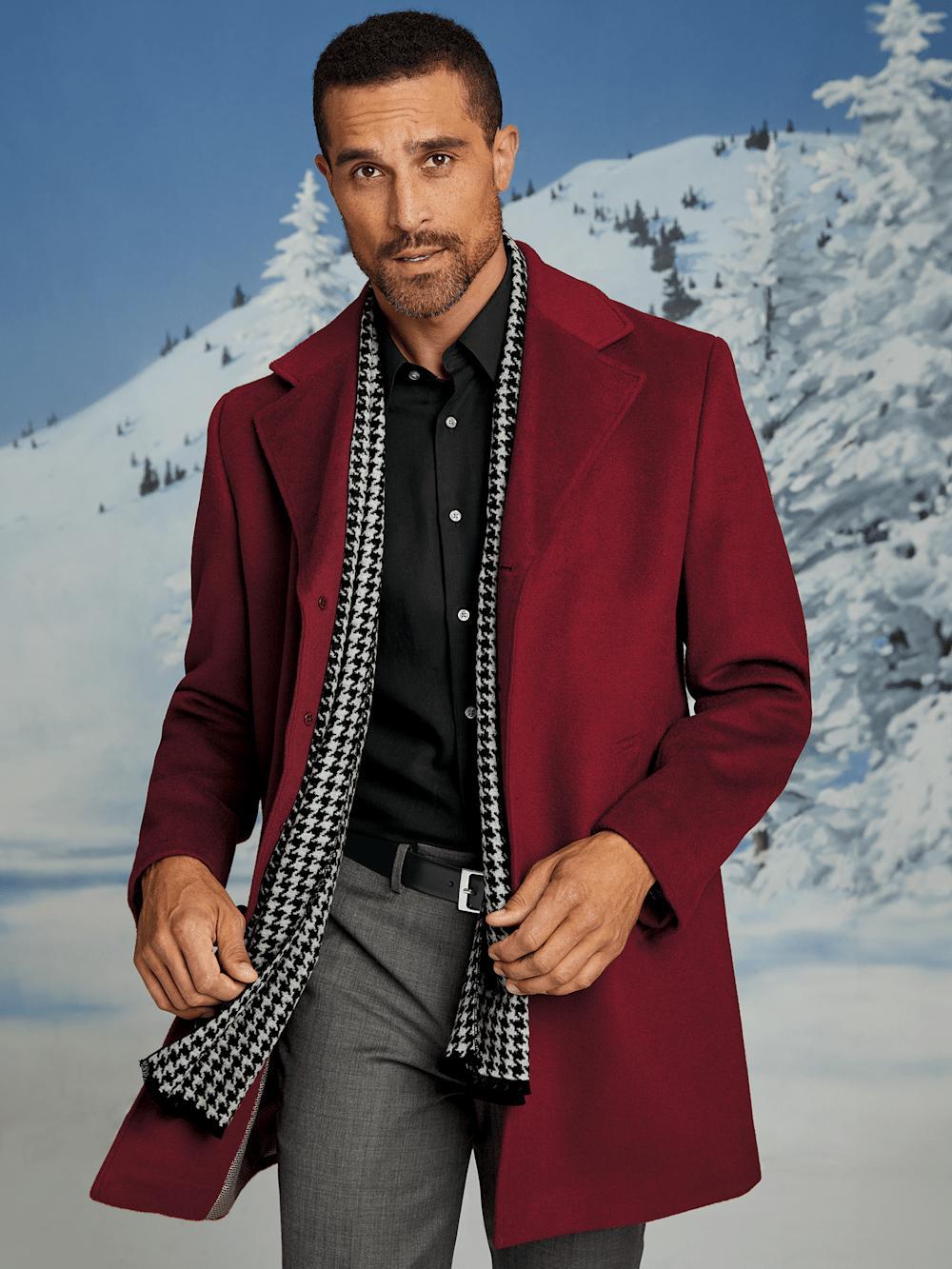 Wool Single Breasted Topcoat - Red Product Image