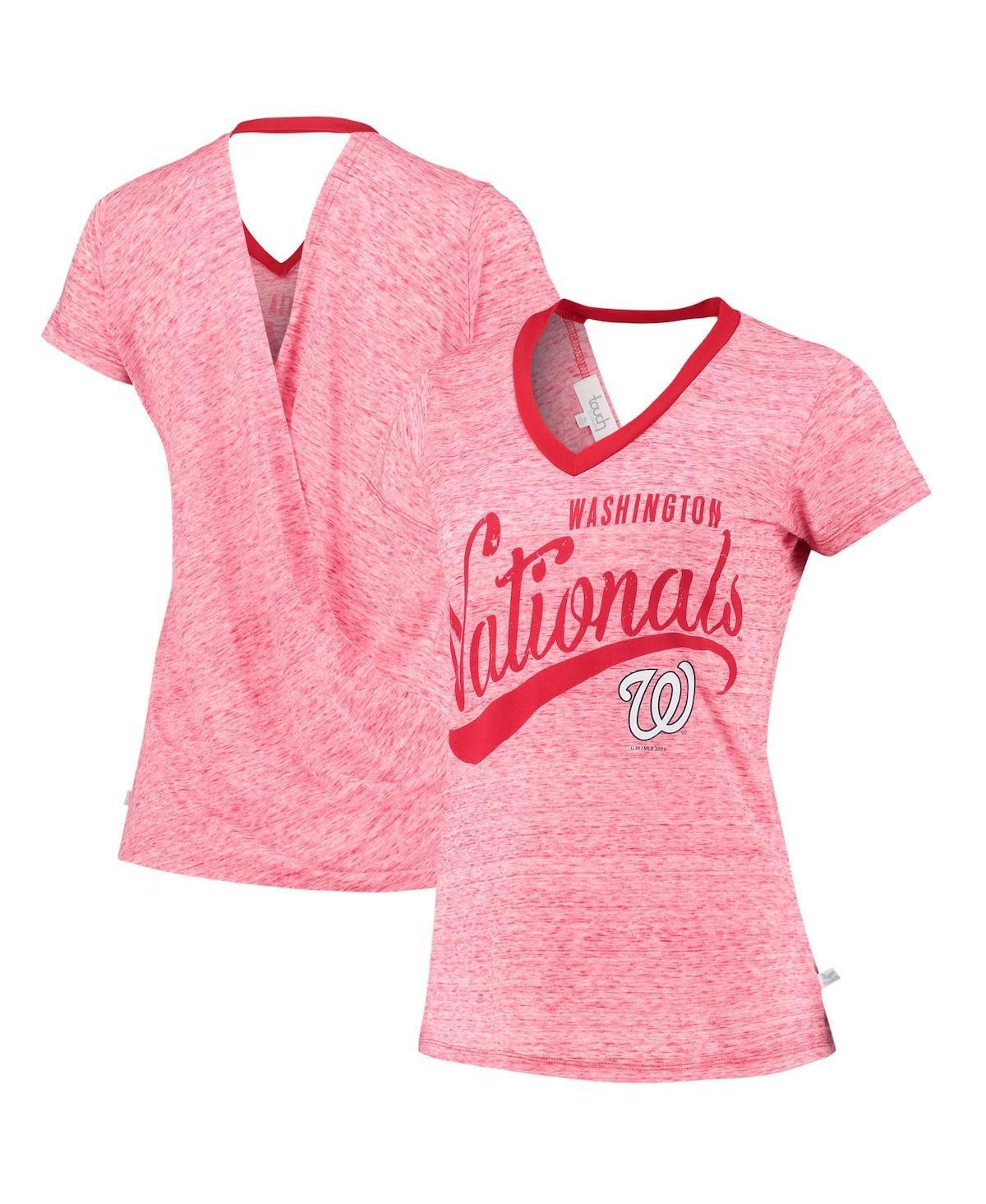 Womens Touch Red Washington Nationals Hail Mary V-Neck Back Wrap T-shirt Product Image