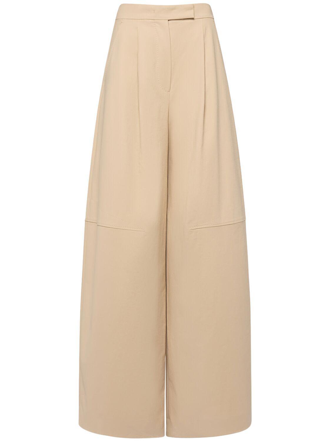 MAX MARA Avoriaz Cotton Double Canvas Wide Pants In Neutrals Product Image