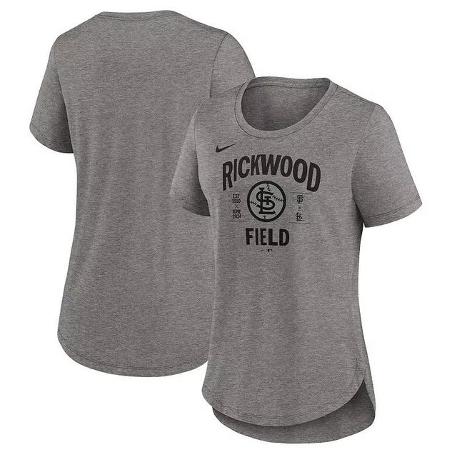 Womens Nike Heather Charcoal St. Louis Cardinals 2024 Rickwood Classic Tribute Tri-Blend Scoop Neck T-Shirt Product Image