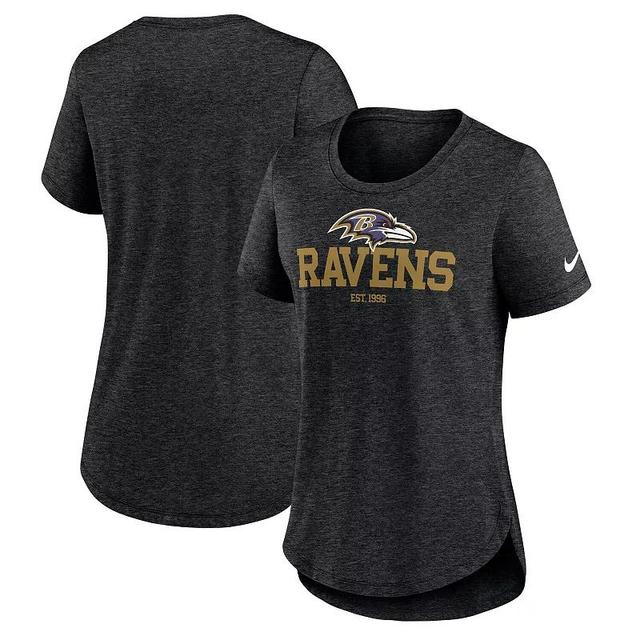 Womens Nike Heather Black Baltimore Ravens Fashion Tri-Blend T-Shirt Product Image